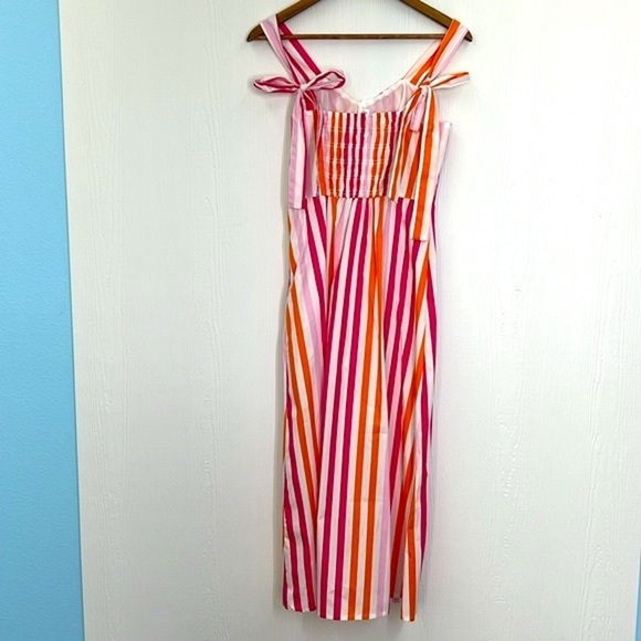 H&M - NWT Bright Colorful Stripe Spaghetti Strap MIDI Dress Size Small - Picture 11 of 12
